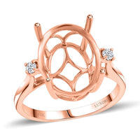 Luxoro 14K Rose Gold Diamond Mounting Ring (Size 10.0) (Oval 14x10mm) 0.08 ctw