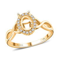 Iliana 18K Yellow Gold Diamond G-H, SI Mounting Ring (Ovl 7x5 mm) 0.15 ctw