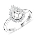 Iliana 18K White Gold Diamond G-H SI Mounting Ring (Size 10.0) (Pear 8x6mm) 0.23 ctw - Sticky add to cart bar