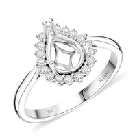 Iliana 18K White Gold Diamond G-H SI Mounting Ring (Size 10.0) (Pear 8x6mm) 0.23 ctw
