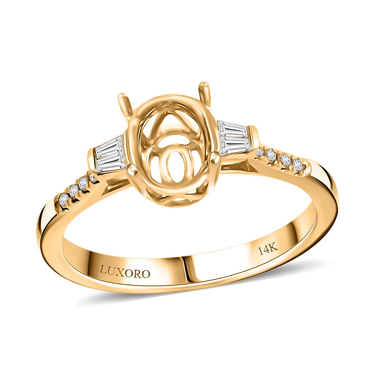 Luxoro 14K Yellow Gold Diamond Mounting Ring (Size 10.0) (Oval 8x6mm)