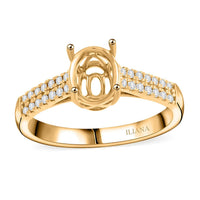 Iliana 18K Yellow Gold Diamond G-H, SI Mounting Ring (Size 10.0) 4.21 Grams (Oval 8x6mm) 0.22 ctw