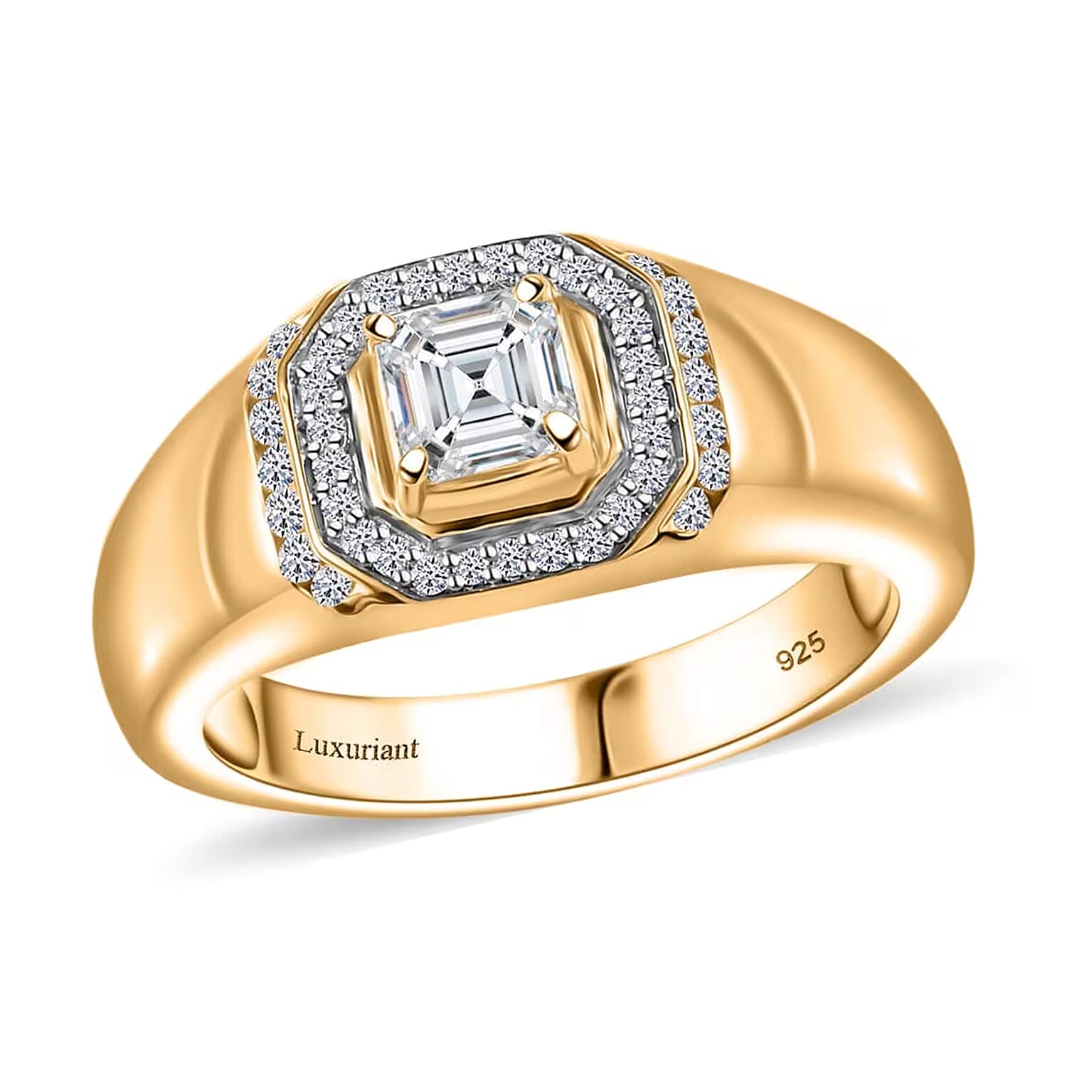 Luxuriant Lab Grown Diamond Men's Ring in 18K Vermeil YG Over Sterling Silver (Size 11.0) 1.00 ctw