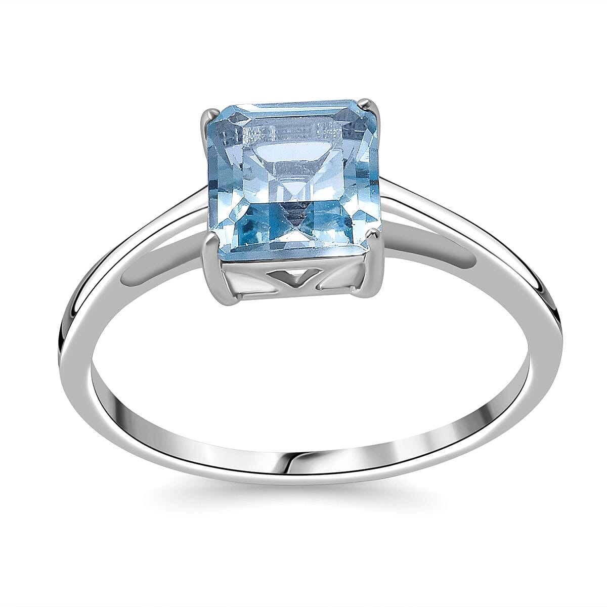 Sky blue Topaz 2.10 ctw Ring in Rhodium Over Sterling Silver (Size 10.0)