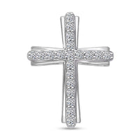 Luxuriant Lab Grown Diamond (G-H, SI) Cross Pendant in Platinum Over Sterling Silver 0.50 ctw