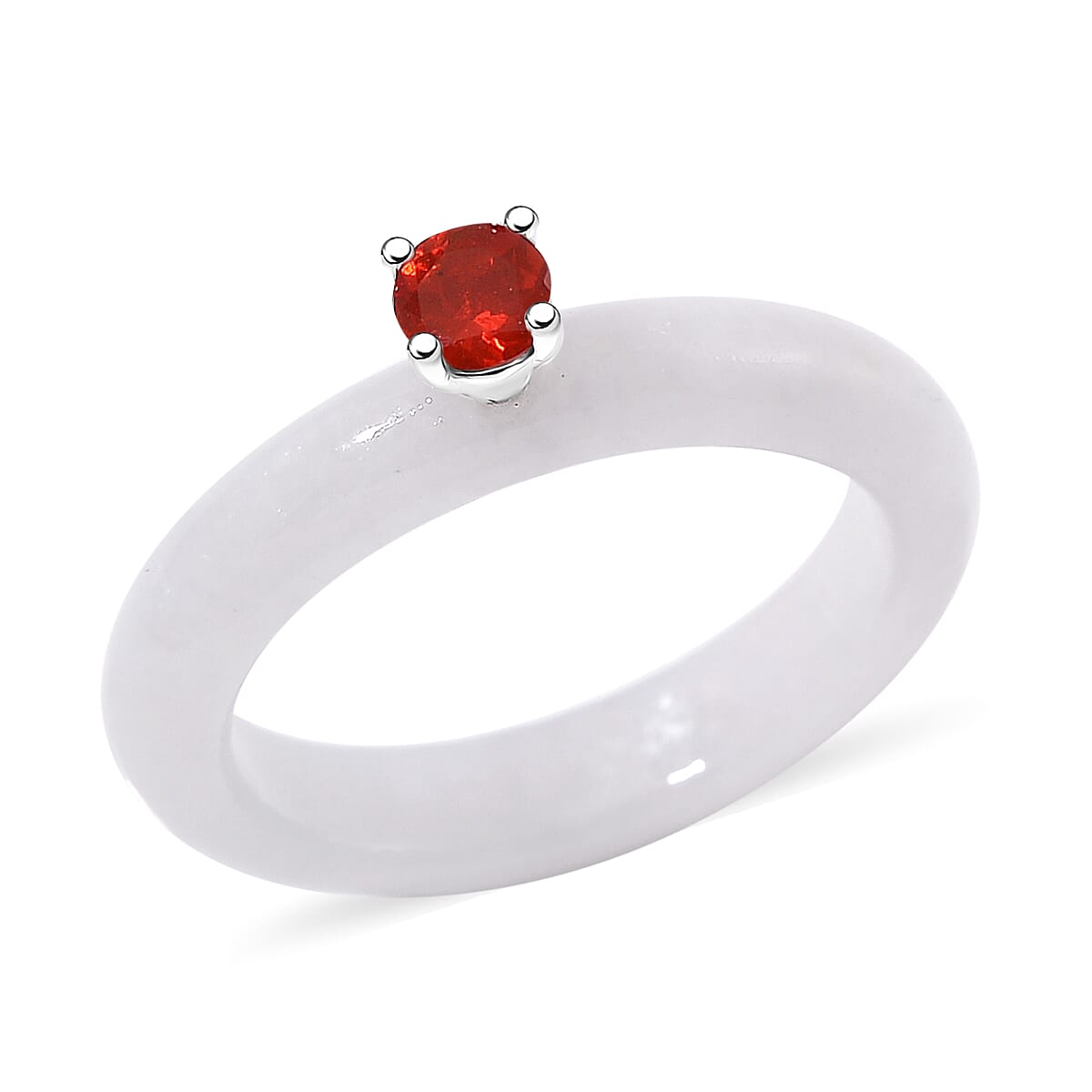 Natural Jade and Tanzanite 13.40 ctw Band Ring in Rhodium Over Sterling Silver