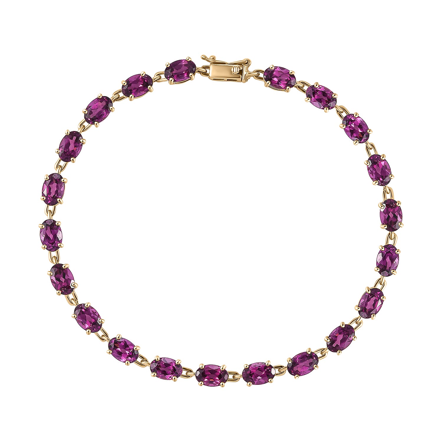 Epic Deal Luxoro 10K Yellow Gold Premium Radiant Ember Garnet Link Bracelet (7.25 In) 13.50 ctw
