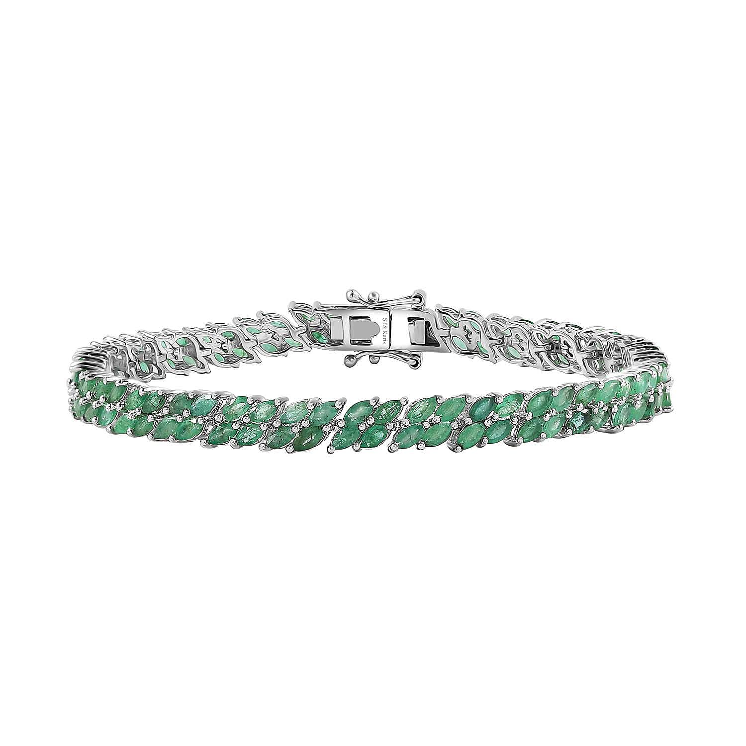 Doorbuster Karis Emerald 8.25 ctw Linking Bracelet in Platinum Bond (7.25 In)