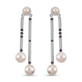 D'Joy Freshwater Pearl and Multi Gemstone 15.75 ctw Earrings in Platinum Over Sterling Silver - Sticky add to cart bar