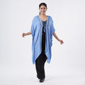 TAMSY Black Embroidered Kaftan with Open Front Neck Tie - One Size Fits Most - Sticky add to cart bar