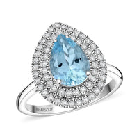 Certified & Appraised Rhapsody 950 Platinum AAAA Santa Maria Aquamarine, Diamond (E-F, VS) (0.45 cts) Ring (Size 10.0) (8.10 g) 2.05 ctw
