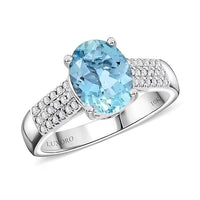 Certified & Appraised Luxoro 10K White Gold AAA Santa Maria Aquamarine, Diamond (G-H, I2) (0.22 cts) Ring (Size 10.0) 1.75 ctw
