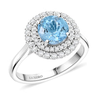 Certified & Appraised Luxoro AAA Santa Maria Aquamarine and G-H I2 Diamond 1.69 ctw Ring in 10K White Gold