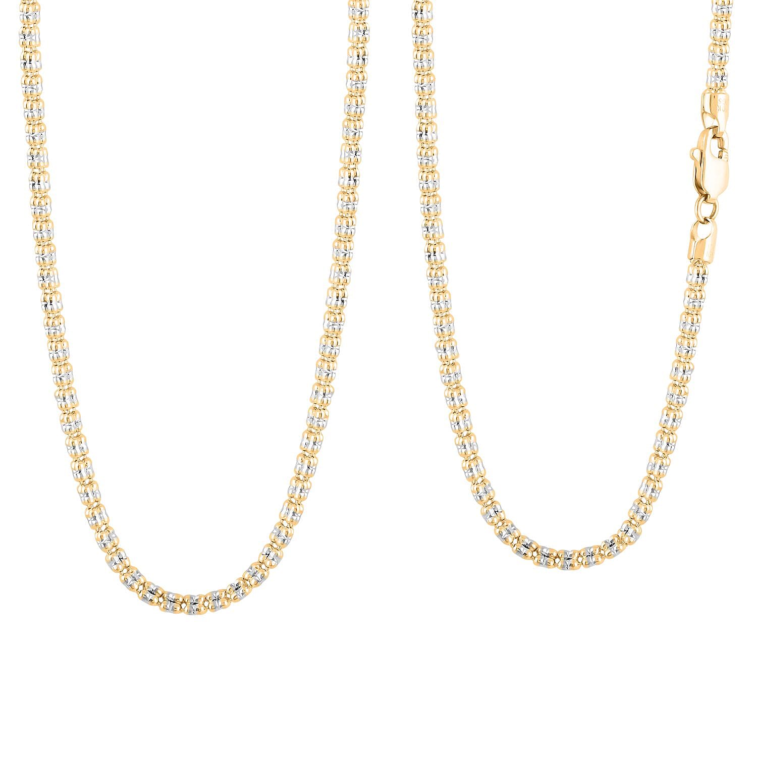 3mm Fancy Ice Chain Necklace in 10K 2-Tone Gold 13.3 Grams 24 Inches