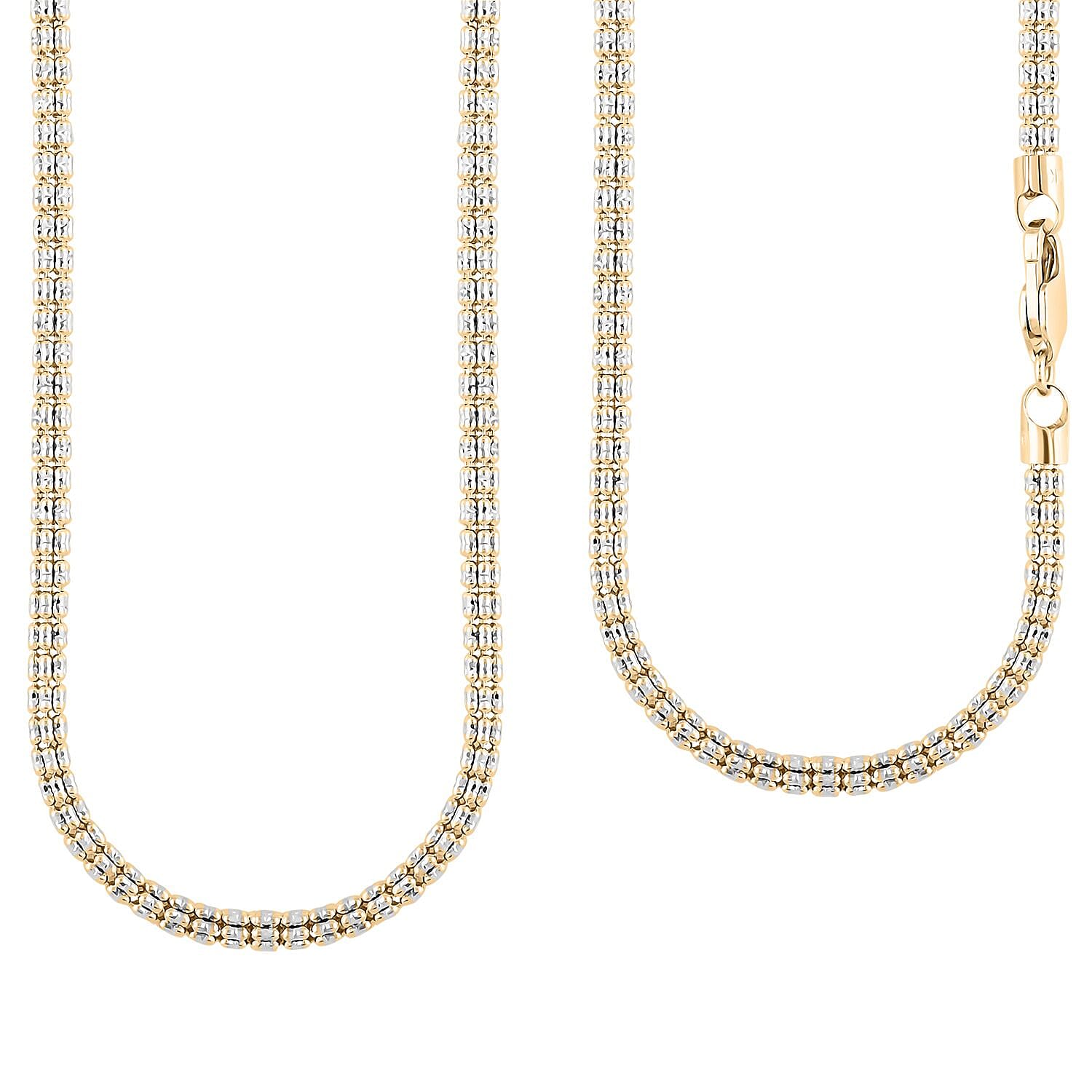 4mm Fancy Ice Chain Necklace in 10K 2-Tone Gold 22.45 Grams 24 Inches