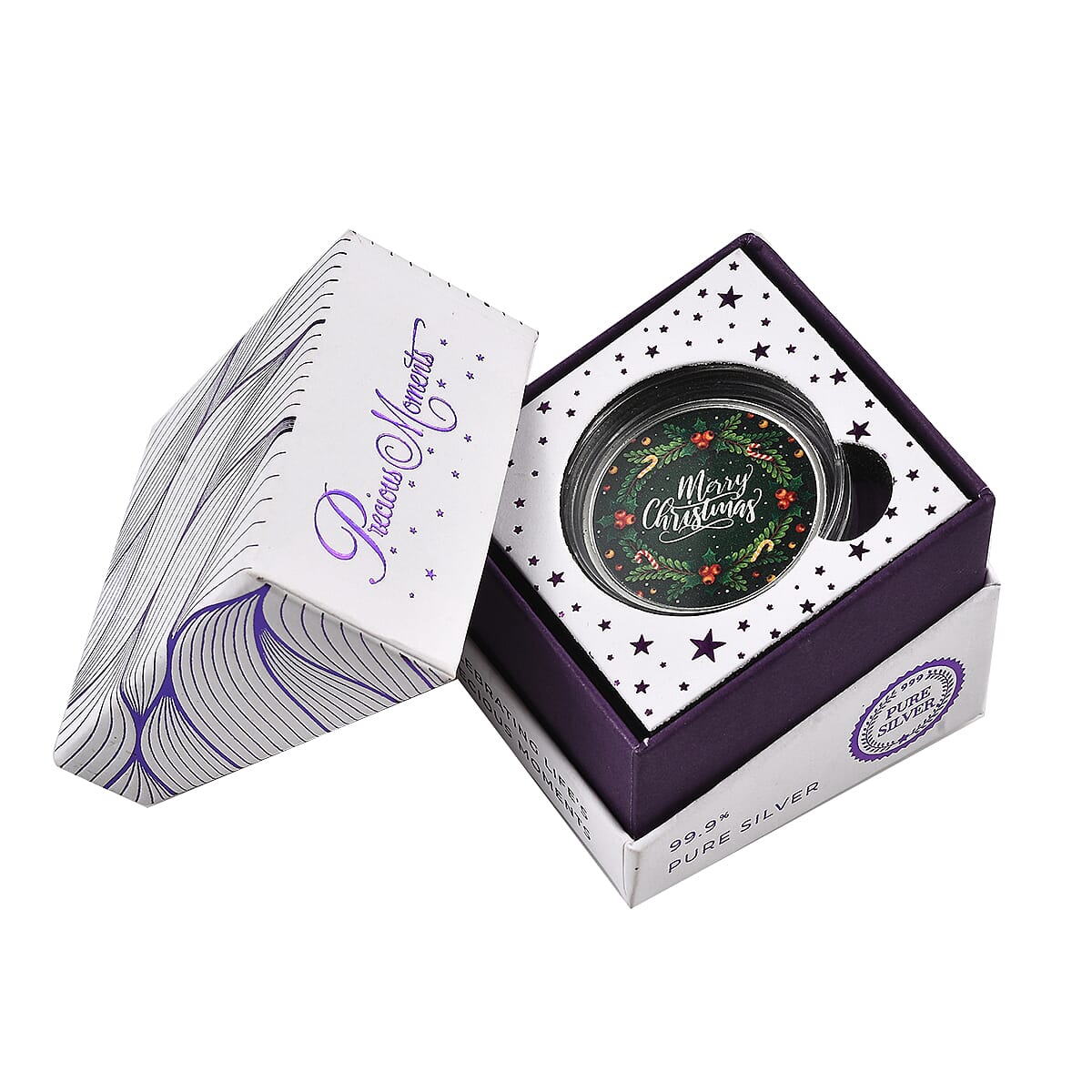 Kundan 999.9 Fine Silver Merry Christmas Coin 10 Grams