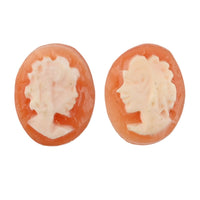 Set of 2 Orange Cameo (Ovl 10x8 mm) 2.02 ctw