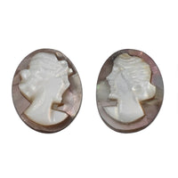 Set of 2 Blue Cameo (Ovl 10x8 mm) 2.41 ctw