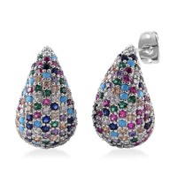 Simulated Blue Diamond Earrings in Silvertone 0.50 ctw