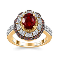 Doorbuster Mexican Cherry Fire Opal, Multi Gemstone Ring in 18K Vermeil YG Over Sterling Silver (Size 7.0) 2.60 ctw