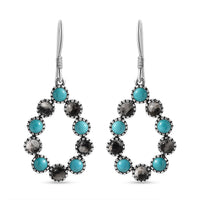 D'Joy Artisan Crafted Sleeping Beauty Turquoise and White Buffalo 6.40 ctw Fancy Earrings in Sterling Silver