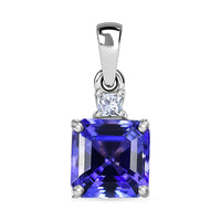 Rhapsody 950 Platinum Asscher Cut AAAA Tanzanite, Diamond (E-F, VS) Pendant without Chain 2.10 ctw