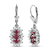 Tanzanite, White Zircon Lever Back Earrings in Rhodium Over Sterling Silver 2.10 ctw