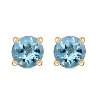 Luxoro AAA Mangoro Aquamarine 1.54 ctw Solitaire Stud Earrings in 10K Yellow Gold