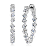 Luxuriant Lab Grown Diamond SI 1.00 ctw Hoop Earrings in Rhodium Over Sterling Silver