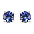 AAA Tanzanite 1.50 ctw Solitaire Stud Earrings in Rhodium Over Sterling Silver - Sticky add to cart bar