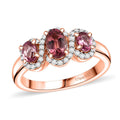 Ouro Fino Rubellite, Moissanite Ring in 18K Vermeil RG Over Sterling Silver (Size 10.0) 1.15 ctw - Sticky add to cart bar