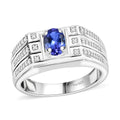 AAA Tanzanite, Moissanite Ring in Rhodium Over Sterling Silver (Size 10.0) 1.10 ctw - Sticky add to cart bar