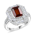 D'Joy Hessonite Garnet and Moissanite 4.15 ctw Ring in Rhodium Over Sterling Silver (Size 10.0) - Sticky add to cart bar