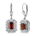 D'Joy Hessonite Garnet, Moissanite Lever Back Earrings in Rhodium Over Sterling Silver 3.15 ctw - Sticky add to cart bar