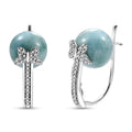 GP Trionfo Collection Larimar and White Zircon 15.50 ctw Butterfly Earrings in Rhodium Over Sterling Silver - Sticky add to cart bar