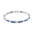 Simulated Blue and White Diamond Bracelet in Silvertone (7.75 In) 7.00 ctw - Sticky add to cart bar
