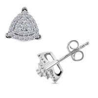 Luxuriant Lab Grown Diamond SI 0.50 ctw Trillion Shape Stud Earrings in Rhodium Over Sterling Silver