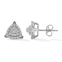 Luxuriant Lab Grown Diamond SI 0.50 ctw Trillion Shape Stud Earrings in Rhodium Over Sterling Silver