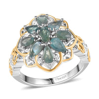 Narsipatnam Alexandrite Floal Ring in 18K Vermeil YG and Rhodium Over Sterling Silver (Size 10.0) 1.85 ctw