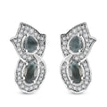 D'Joy Narsipatnam Alexandrite and White Zircon 1.60 ctw Leaf Earrings in Rhodium Over Sterling Silver - Sticky add to cart bar