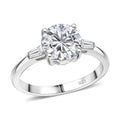 Moissanite (Rnd 8mm) Ring in Rhodium Over Sterling Silver (Size 10.0) 2.00 ctw - Sticky add to cart bar