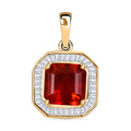 Luxoro Premium Mexican Cherry Fire Opal and G-H I3 Diamond 1.85 ctw Halo Pendant without Chain in 10K Yellow Gold - Sticky add to cart bar