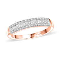 Doorbuster White Diamond Band Ring in 18K Vermeil RG Over Sterling Silver (Size 7.0) 0.20 ctw