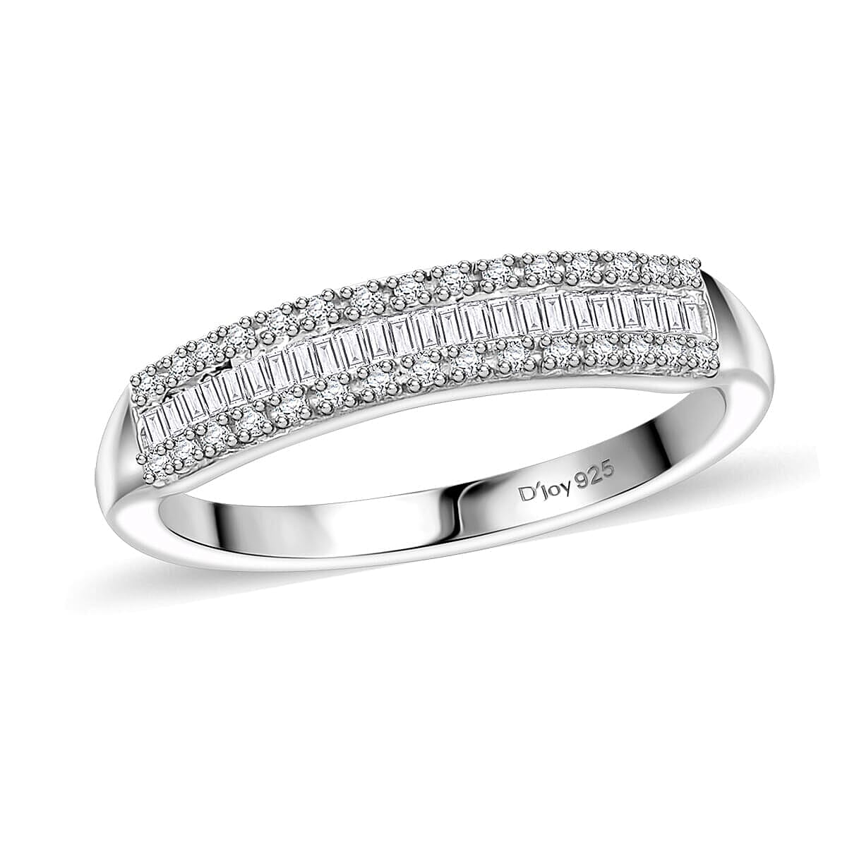 Doorbuster White Diamond Band Ring in 18K Vermeil RG Over Sterling Silver (Size 7.0) 0.20 ctw