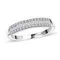 Doorbuster White Diamond Band Ring in 18K Vermeil RG Over Sterling Silver (Size 7.0) 0.20 ctw - Sticky add to cart bar