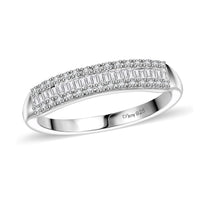 Doorbuster White Diamond Band Ring in 18K Vermeil RG Over Sterling Silver (Size 7.0) 0.20 ctw