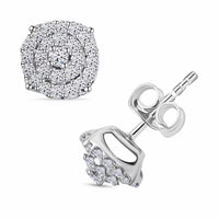 Luxuriant Lab Grown Diamond SI 0.50 ctw Trillion Shape Stud Earrings in Rhodium Over Sterling Silver