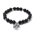 Shungite Beaded Stretch Bracelet with Tree of Life in Silvertone 70.00 ctw - Sticky add to cart bar