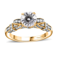 Crisantemo Cut Moissanite 1.80 ctw Ring in 18K Vermeil YG Over Sterling Silver (Size 10.0)