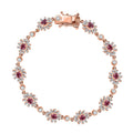 Ouro Fino Rubellite and Moissanite 4.10 ctw Bracelet in 18K Vermeil Rose Gold Over Sterling Silve (7.25 In) - Sticky add to cart bar